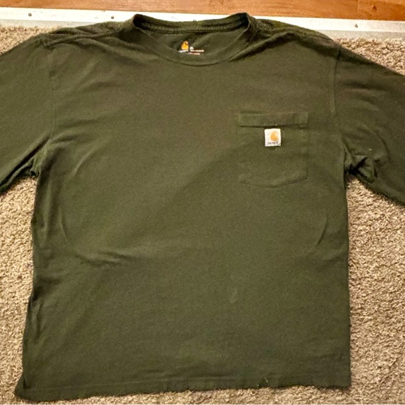 Carhartt Men's Green and Khaki Shirt Men size XL Has some wear Work/outdoor top - Picture 3 of 16